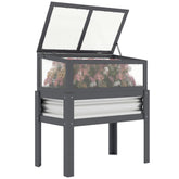 Raised Garden Bed with Flip-Up Mini Greenhouse, Elevated Planter Box with Legs and Bed Liner for Flowers, Vegetables