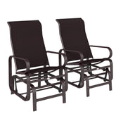 Gliding Lounger Chair Set of 2, Single Rockers with Lightweight Metal & Mesh Construction, Brown