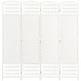 4 Panel Folding Room Divider Portable Privacy Screen Wave Fiber Room Partition for Home Office White