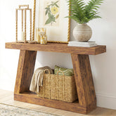 42" Farmhouse Console Table, 2-Tier Entryway Table with Storage for Hallway, Living Room, Behind Couch, Rustic Brown
