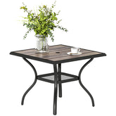 37" Square Outdoor Dining Table for 4, Patio Table with Umbrella Hole, Shelf, Faux Wood Top for Garden, Backyard, Gray