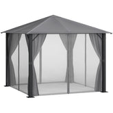 10' x 10' Patio Gazebo, Outdoor Gazebo Canopy Shelter with Netting & Curtains, Vented Roof, for Garden, Lawn, Backyard and Deck, Black