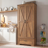 72" Farmhouse Pantry Cabinet with Adjustable Shelves, Kitchen Pantry Cabinet with 2 Doors, Brown