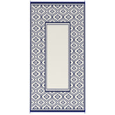 Reversible Outdoor Rug, Waterproof Plastic Straw with Carry Bag, 9' x 18', Blue & White Gourd Border