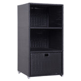 47" Poolside Rattan Wicker Towel Valet Organizer Cabinet with Storage