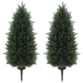 43.3 Inch Set of 2 Artificial Cypress Topiary Tree, Indoor Outdoor UV Resistant Faux Plants with Ground Stake for Garden