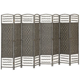 8 Panel Folding Room Divider Portable Privacy Screen Wave Fiber Room Partition for Home Office Dark Gray