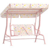 Kids Patio Swing Chair with Adjustable Canopy, Safety Belt for Patio, Garden, Poolside, Balcony, Pink