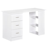 47" Modern Home Office Computer Desk Bookcase Combo Writing Table Workstation with 3 Drawer and Storage Shelf - White