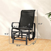 Gliding Lounger Chair, Single Rocker with Lightweight Metal & Mesh Construction, Black