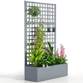 Galvanized Raised Garden Bed Planter Box with Trellis for Climbing Plants, Vegetable, Vines, 43" x 16" x 70", Gray