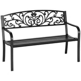 50" Blossoming Pattern Garden Decorative Patio Park Bench with Beautiful Floral Design & Relaxing Comfortable Build