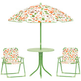 Kids Picnic Table and Chair Set, Outdoor Activity Table with Foldable Chairs, Removable Umbrella for Backyard, Green