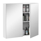 Bathroom Mirrored Cabinet, 24"x22" Steel Frame Medicine Cabinet, Wall-Mounted Storage Organizer with Double Doors, White
