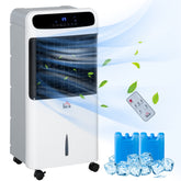 3-In-1 Ice Cooling Fan, Mobile Evaporative Air Cooler with Remote, Timer, Oscillating for Home Office, Bedroom, White