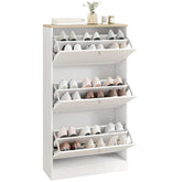 Modern Shoe Storage Cabinet with 3 Flip Drawers and Adjustable Shelves for 12-18 Pairs of Shoes, White