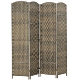 Folding Room Divider Screen 4 Panel 6' Tall Privacy Screen Freestanding Wood Partition for Home Office, Dark Rustic Oak