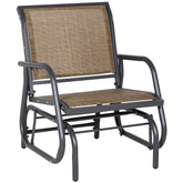 Outdoor Glider Chair, Steel Swing Chai with Curved Armrests for Porch, Garden, Poolside, Balcony, Brown