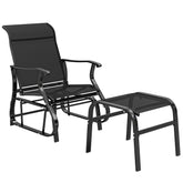 Outdoor Glider with Ottoman, Patio Glider Chair Set with High Back, Wide Seat for Porch, Garden, Backyard, Black