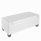 50.5" Faux Leather Rectangular Tufted Storage Ottoman for Living Room, Entryway, or Bedroom, White