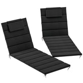 Foldable Chaise Lounge Cushion Set of 2, Outdoor Lounge Chair Cushion Set, UPF50+ 230gsm Olefin, 80" x 26" Black