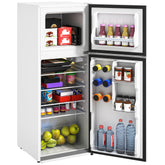 Small Fridge with Freezer, 4 Cu Ft Refrigerator with Reversible Doors, White