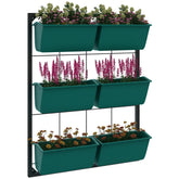 3-Tier Hanging Planter with 6 Pots for Indoor and Outdoor Use, Wall Planter, Self Draining & Wall Mounted, Green