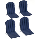 Set of 4 Outdoor Chair Cushions, High Back Adirondack Chair Cushion with Ties, High-Density Foam, Navy Blue