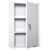 Steel Wall Mount Medicine Cabinet 3 Tier Emergency Box for Bathroom Kitchen, Lockable with 2 Keys - White
