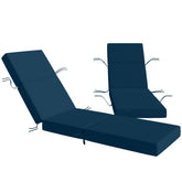 Set of 2 Chaise Lounge Cushion, 4" Thick Outdoor Lounge Chair Cushions with Ties for Patio, 21" x 72 ", Navy Blue