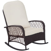 Rattan Porch Rocker w/ Plush Cushion, Dark Blue