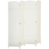 Folding Room Divider Screen 4 Panel 5.6 ' Tall Privacy Screen Freestanding Room Partition for Home Office, White