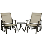 2-Person Gliding Rocking Chair & Bistro Tea Table Set, Gray