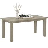 Rectangle Outdoor Coffee Table, HDPE All-Weather Outdoor Patio Table with Slatted Tabletop for Yard, Balcony, Brown