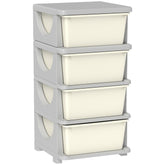 30" 4 Tier Kids Storage Unit Dresser Tower w/ 4 Drawers, Cream White