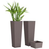 32 Inch Tall Planters for Outdoor Plants, Set of 2 Plastic Flower Pots with Drainage Holes, Brown