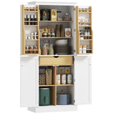 72" Kitchen Pantry Storage Cabinet, Modern Tall Kitchen Cabinet with 5-tier Storage Shelving, 8 Spice Racks, Drawer