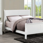 Classic White Sleigh 1pc Twin Size Bed Bedroom Furniture Louis Phillipe Bed Bracket Feet Wooden