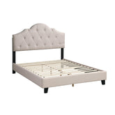 Contemporary 1pc Full Size Bed Adjustable HB Light Brown Polyfiber Tufted Upholstered Wooden Bedframe Bedroom Furniture