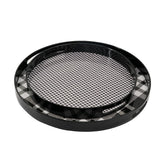 2 Piece Round Decorative Tray, Plastic Frame, Black and White Plaid Print