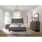 Moon Grey Oak and Black 4-piece Queen Panel Bedroom Set
