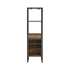 Pluto Oak and Black Wine Rack with 1 Drawer