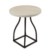 Apollo Accent Table, 20 Inch Round Wood White Top, Black Metal Base