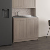 Olympus 39" Wide Utility Sink, Base Cabinet Two-Door Cabinet With Two Shelves, Stainless Steel Sink, Laundry Room, Garage Sink, Light Gray