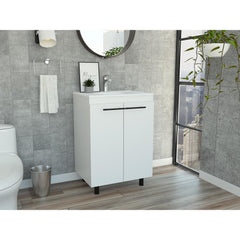 Armageddon 2-Door Rectangle Freestanding Vanity Cabinet White