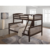 Quasar Twin Full Bed With Slat Design And Angled Ladder, Cherry
