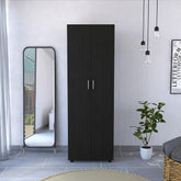 Symphony Armoire, Two Interior Shelves, Rod, Double Door -Black