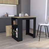 Fable Kitchen Island with 1-Door Cabinet Push to open System and Side Shelves Black - Natural Oak