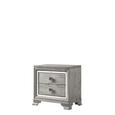 1pc Contemporary Light Grey Finish Two Drawers Bevel Mirror Accents Wooden Solid Wood Bedroom Furniture