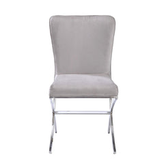 Quasar and Chrome Side Chairs with Metal X Shape Legs (Set of 2)